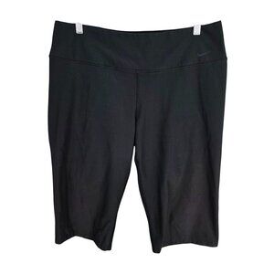 Womens Nike Dri Fit Black Performance Capris Leggings Hi Rise Polyester Blend XL
